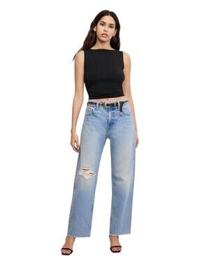Good American Womens Good Standard Mid Rise Relaxed Straight Denim Jeans Size 25